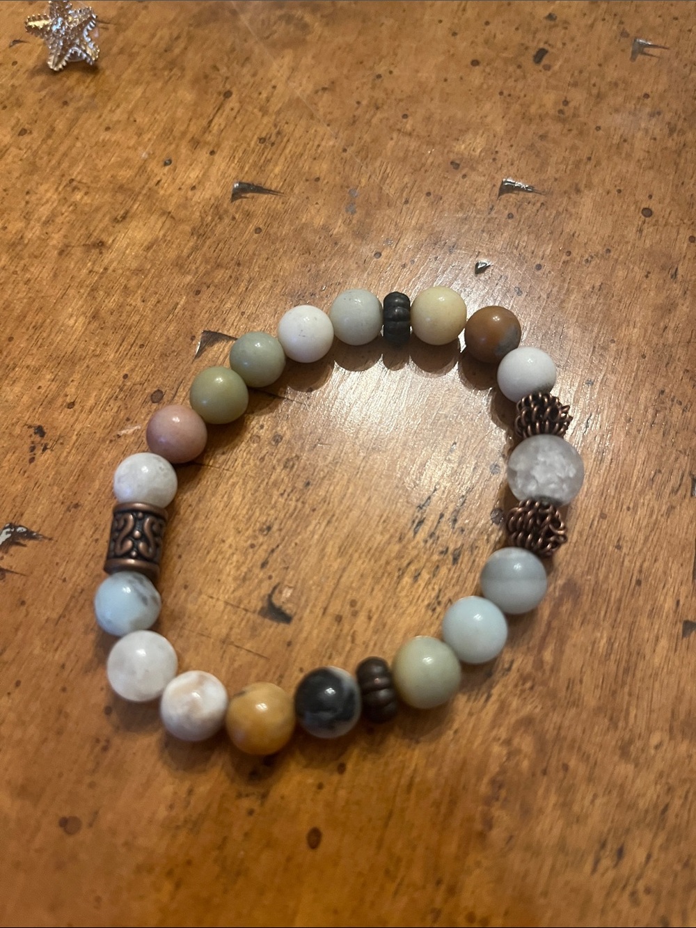 Natural Amazonite Round Multicolored stretch bracelet